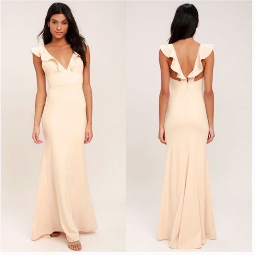 Lulus Perfect Opportunity Ruffle Trumpet Gown